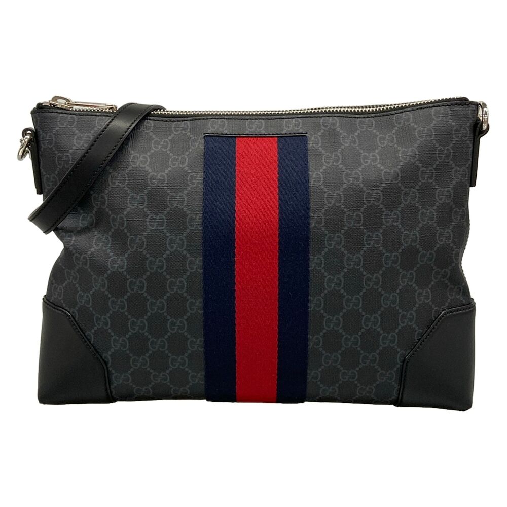 Gucci GG Supreme Canvas Messenger Bag Shoulder Bag 474139 Dark Gray Black Multi